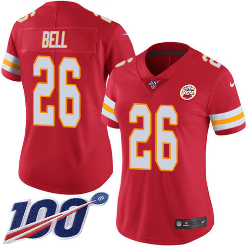 Nike Chiefs #26 Le'Veon Bell Red Team Color Women's Stitched NFL 100th Season Vapor Untouchable Limited Jersey