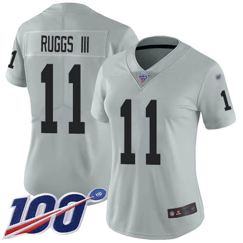 Nike Raiders #11 Henry Ruggs III Silver Women's Stitched NFL Limited Inverted Legend 100th Season Jersey