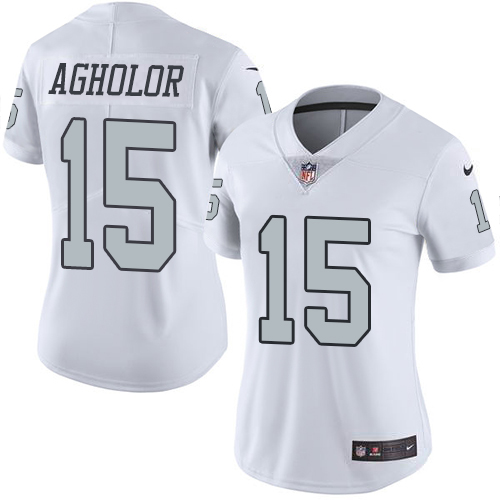 Nike Raiders #15 Nelson Agholor White Women's Stitched NFL Limited Rush Jersey