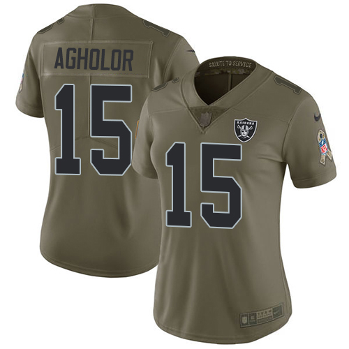 Nike Raiders #15 Nelson Agholor Olive Women's Stitched NFL Limited 2017 Salute To Service Jersey