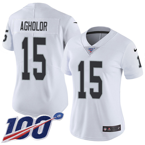 Nike Raiders #15 Nelson Agholor White Women's Stitched NFL 100th Season Vapor Untouchable Limited Jersey