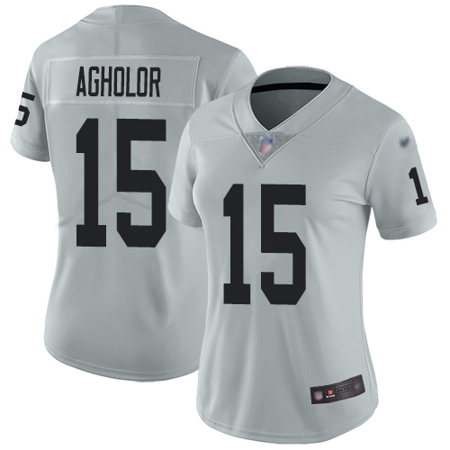 Nike Raiders #15 Nelson Agholor Silver Women's Stitched NFL Limited Inverted Legend Jersey Nike Raiders #15 Nelson Agholor Silver Women's Stitched NFL Limited Inverted Legend Jersey