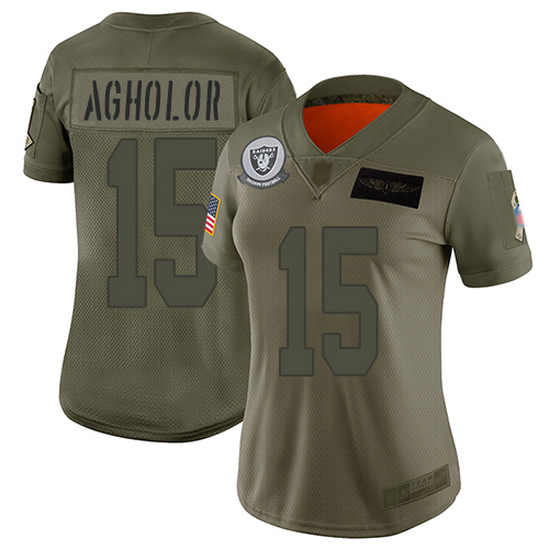 Nike Raiders #15 Nelson Agholor Camo Women's Stitched NFL Limited 2019 Salute To Service Jersey