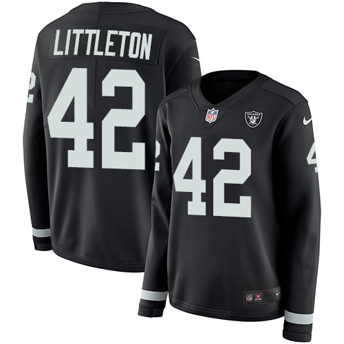 Nike Raiders #42 Cory Littleton Black Team Color Women's Stitched NFL Limited Therma Long Sleeve Jersey