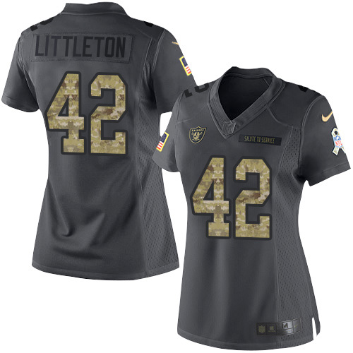Nike Raiders #42 Cory Littleton Black Women's Stitched NFL Limited 2016 Salute to Service Jersey