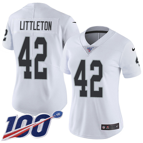 Nike Raiders #42 Cory Littleton White Women's Stitched NFL 100th Season Vapor Untouchable Limited Jersey