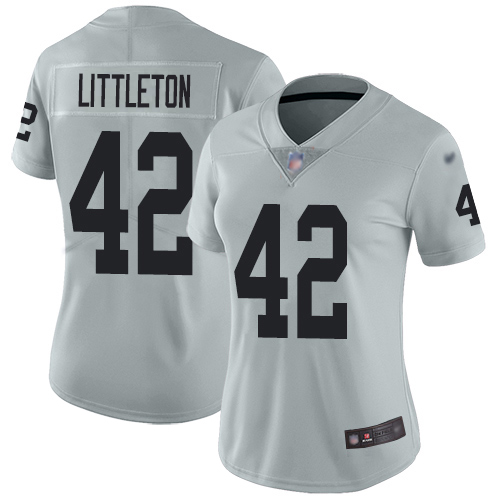 Nike Raiders #42 Cory Littleton Silver Women's Stitched NFL Limited Inverted Legend Jersey Nike Raiders #42 Cory Littleton Silver Women's Stitched NFL Limited Inverted Legend Jersey