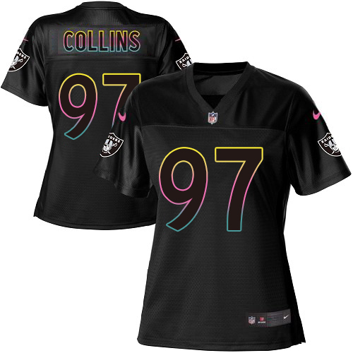 Nike Raiders #97 Maliek Collins Black Women's NFL Fashion Game Jersey