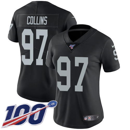Nike Raiders #97 Maliek Collins Black Team Color Women's Stitched NFL 100th Season Vapor Untouchable Limited Jersey