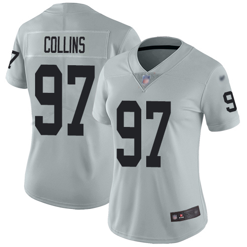 Nike Raiders #97 Maliek Collins Silver Women's Stitched NFL Limited Inverted Legend Jersey