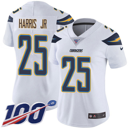 Nike Chargers #25 Chris Harris Jr White Women's Stitched NFL 100th Season Vapor Untouchable Limited Jersey