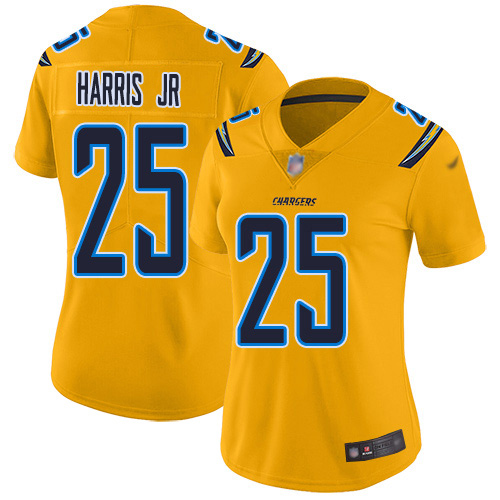 Nike Chargers #25 Chris Harris Jr Gold Women's Stitched NFL Limited Inverted Legend Jersey