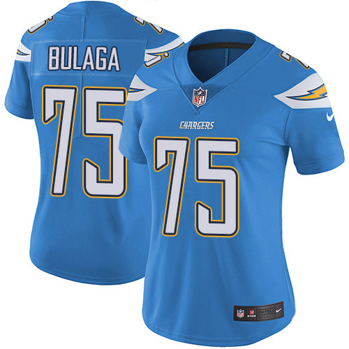 Nike Chargers #75 Bryan Bulaga Electric Blue Alternate Women's Stitched NFL Vapor Untouchable Limited Jersey
