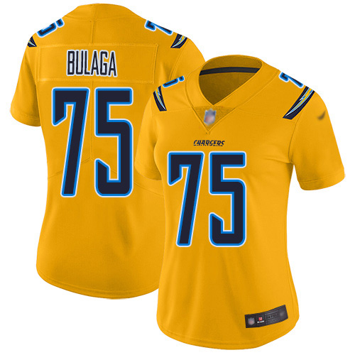 Nike Chargers #75 Bryan Bulaga Gold Women's Stitched NFL Limited Inverted Legend Jersey