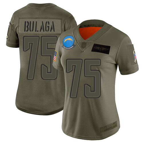 Nike Chargers #75 Bryan Bulaga Camo Women's Stitched NFL Limited 2019 Salute To Service Jersey