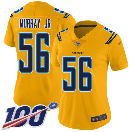 Nike Chargers #56 Kenneth Murray Jr Gold Women's Stitched NFL Limited Inverted Legend 100th Season Jersey