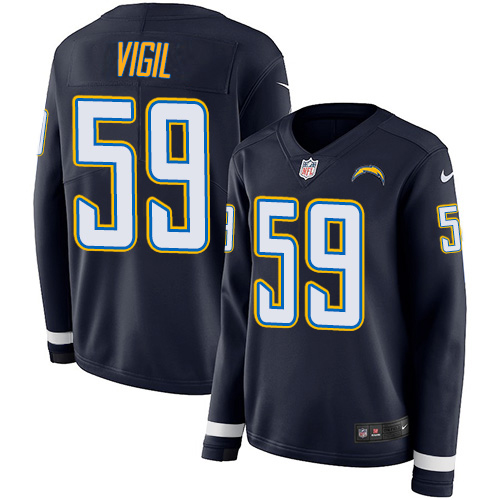 Nike Chargers #59 Nick Vigil Navy Blue Team Color Women's Stitched NFL Limited Therma Long Sleeve Jersey