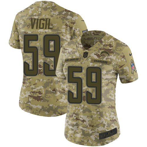 Nike Chargers #59 Nick Vigil Camo Women's Stitched NFL Limited 2018 Salute To Service Jersey