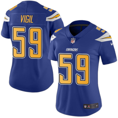 Nike Chargers #59 Nick Vigil Electric Blue Women's Stitched NFL Limited Rush Jersey