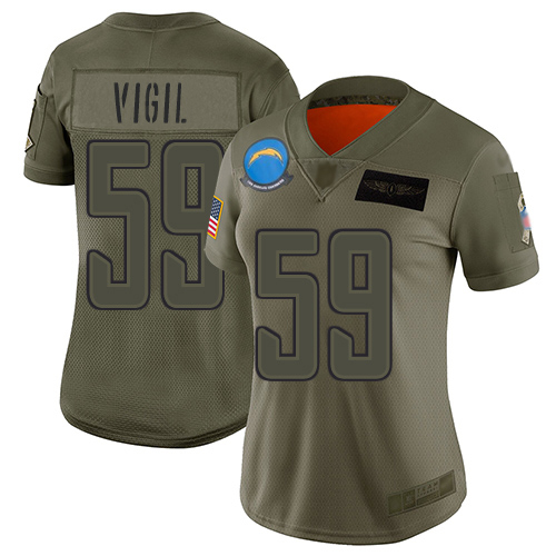 Nike Chargers #59 Nick Vigil Camo Women's Stitched NFL Limited 2019 Salute To Service Jersey