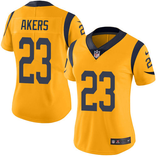 Nike Rams #23 Cam Akers Gold Women's Stitched NFL Limited Rush Jersey