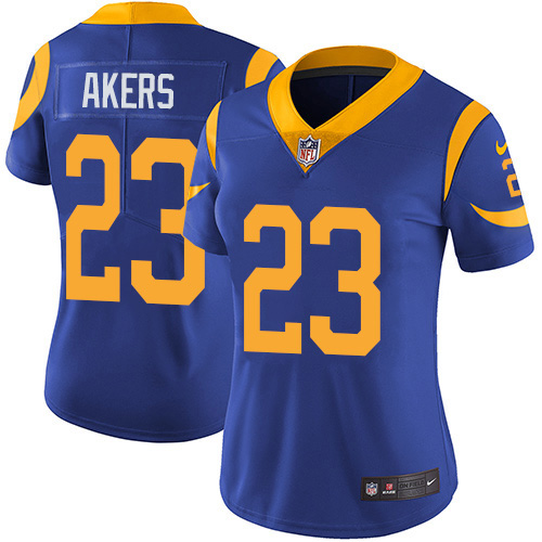 Nike Rams #23 Cam Akers Royal Blue Alternate Women's Stitched NFL Vapor Untouchable Limited Jersey