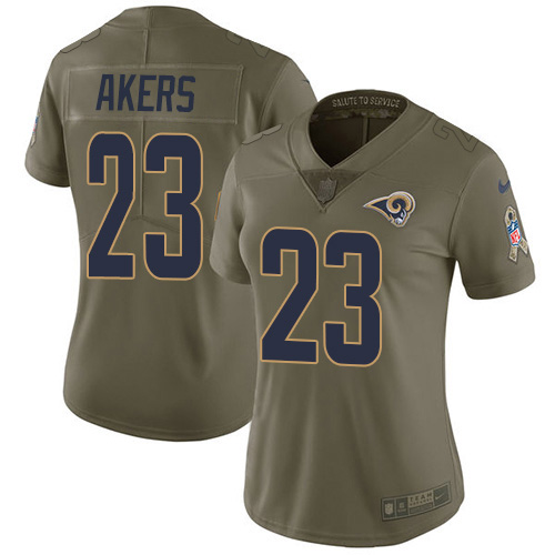 Nike Rams #23 Cam Akers Olive Women's Stitched NFL Limited 2017 Salute To Service Jersey