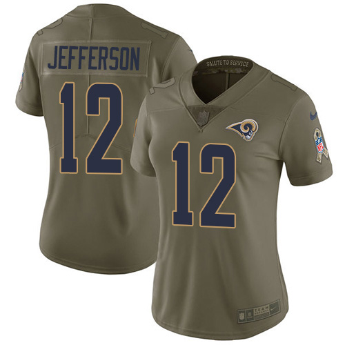 Nike Rams #12 Van Jefferson Olive Women's Stitched NFL Limited 2017 Salute To Service Jersey