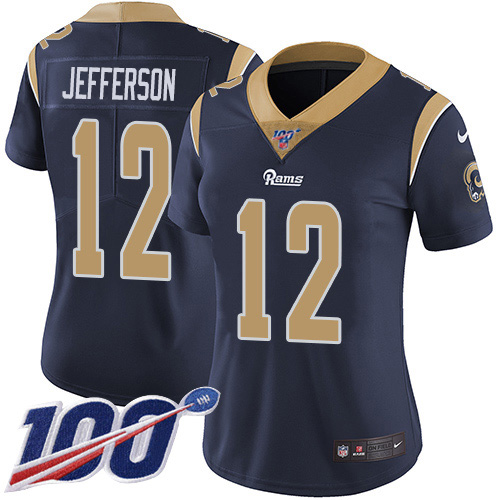 Nike Rams #12 Van Jefferson Navy Blue Team Color Women's Stitched NFL 100th Season Vapor Untouchable Limited Jersey Nike Rams #12 Van Jefferson Navy Blue Team Color Women's Stitched NFL 100th Season Vapor Untouchable Limited Jersey