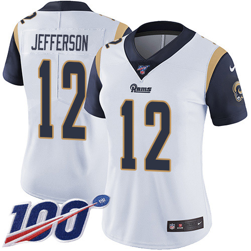 Nike Rams #12 Van Jefferson White Women's Stitched NFL 100th Season Vapor Untouchable Limited Jersey Nike Rams #12 Van Jefferson White Women's Stitched NFL 100th Season Vapor Untouchable Limited Jersey