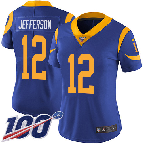 Nike Rams #12 Van Jefferson Royal Blue Alternate Women's Stitched NFL 100th Season Vapor Untouchable Limited Jersey