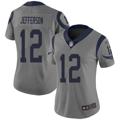 Nike Rams #12 Van Jefferson Gray Women's Stitched NFL Limited Inverted Legend Jersey