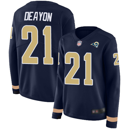 Nike Rams #21 Donte Deayon Navy Blue Team Color Women's Stitched NFL Limited Therma Long Sleeve Jersey