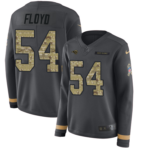 Nike Rams #54 Leonard Floyd Anthracite Salute to Service Women's Stitched NFL Limited Therma Long Sleeve Jersey