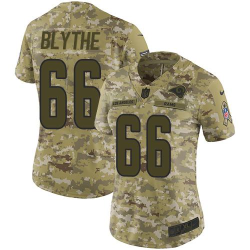 Nike Rams #66 Austin Blythe Camo Women's Stitched NFL Limited 2018 Salute To Service Jersey