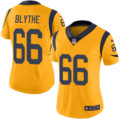 Nike Rams #66 Austin Blythe Gold Women's Stitched NFL Limited Rush Jersey