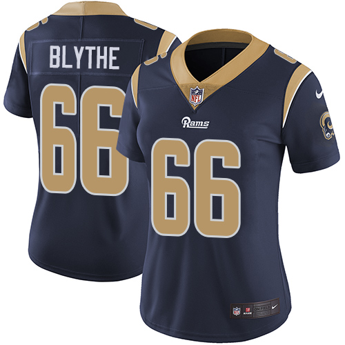 Nike Rams #66 Austin Blythe Navy Blue Team Color Women's Stitched NFL Vapor Untouchable Limited Jersey