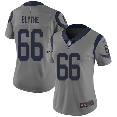 Nike Rams #66 Austin Blythe Gray Women's Stitched NFL Limited Inverted Legend Jersey