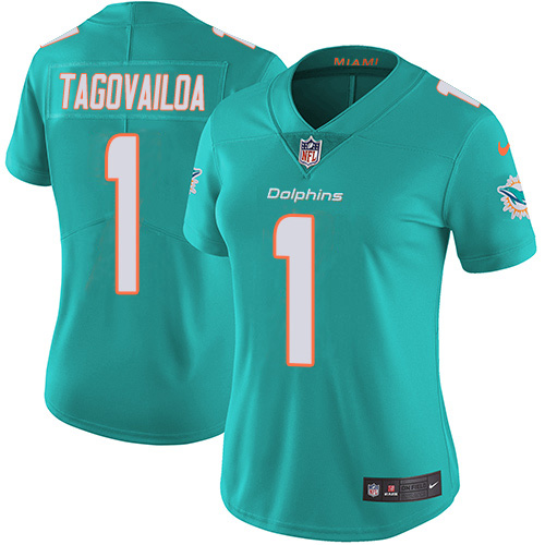 Nike Dolphins #1 Tua Tagovailoa Aqua Green Team Color Women's Stitched NFL Vapor Untouchable Limited Jersey