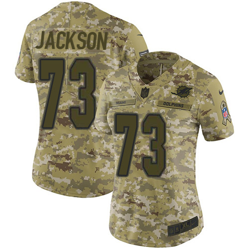 Nike Dolphins #73 Austin Jackson Camo Women's Stitched NFL Limited 2018 Salute To Service Jersey