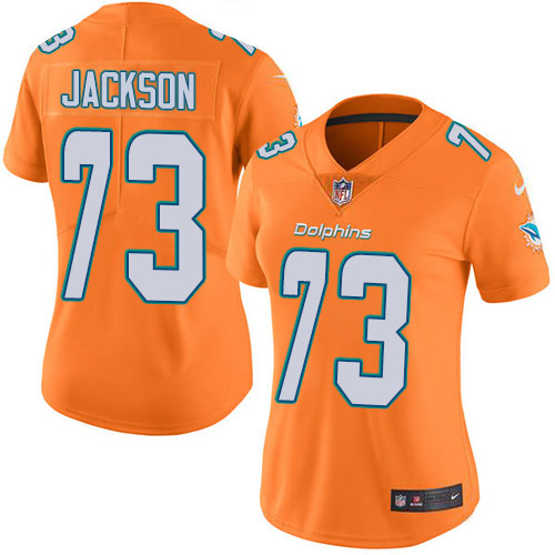 Nike Dolphins #73 Austin Jackson Orange Women's Stitched NFL Limited Rush Jersey