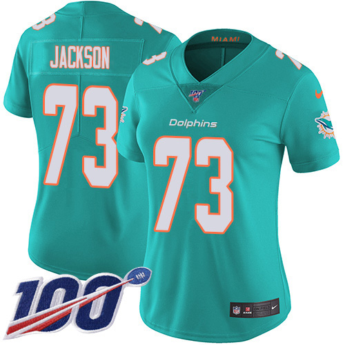 Nike Dolphins #73 Austin Jackson Aqua Green Team Color Women's Stitched NFL 100th Season Vapor Untouchable Limited Jersey Nike Dolphins #73 Austin Jackson Aqua Green Team Color Women's Stitched NFL 100th Season Vapor Untouchable Limited Jersey