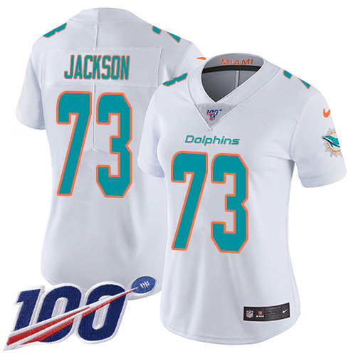 Nike Dolphins #73 Austin Jackson White Women's Stitched NFL 100th Season Vapor Untouchable Limited Jersey Nike Dolphins #73 Austin Jackson White Women's Stitched NFL 100th Season Vapor Untouchable Limited Jersey