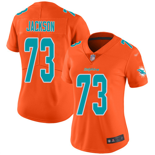 Nike Dolphins #73 Austin Jackson Orange Women's Stitched NFL Limited Inverted Legend Jersey