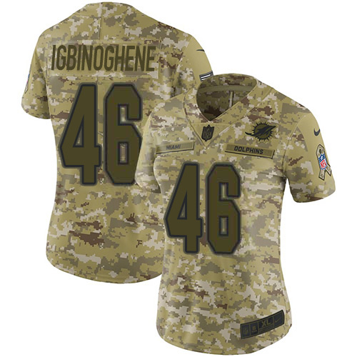 Nike Dolphins #46 Noah Igbinoghene Camo Women's Stitched NFL Limited 2018 Salute To Service Jersey