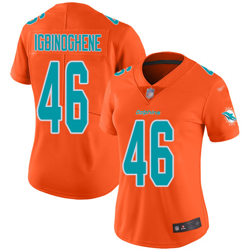 Nike Dolphins #46 Noah Igbinoghene Orange Women's Stitched NFL Limited Inverted Legend Jersey