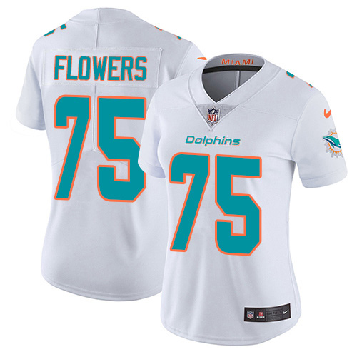 Nike Dolphins #75 Ereck Flowers White Women's Stitched NFL Vapor Untouchable Limited Jersey