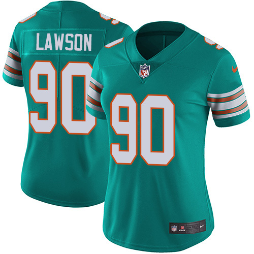 Nike Dolphins #90 Shaq Lawson Aqua Green Alternate Women's Stitched NFL Vapor Untouchable Limited Jersey