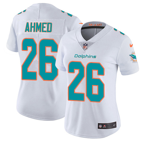 Nike Dolphins #26 Salvon Ahmed White Women's Stitched NFL Vapor Untouchable Limited Jersey