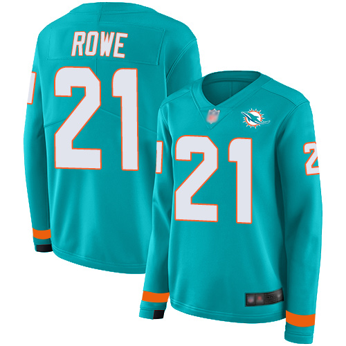 Nike Dolphins #21 Eric Rowe Aqua Green Team Color Women's Stitched NFL Limited Therma Long Sleeve Jersey Nike Dolphins #21 Eric Rowe Aqua Green Team Color Women's Stitched NFL Limited Therma Long Sleeve Jersey